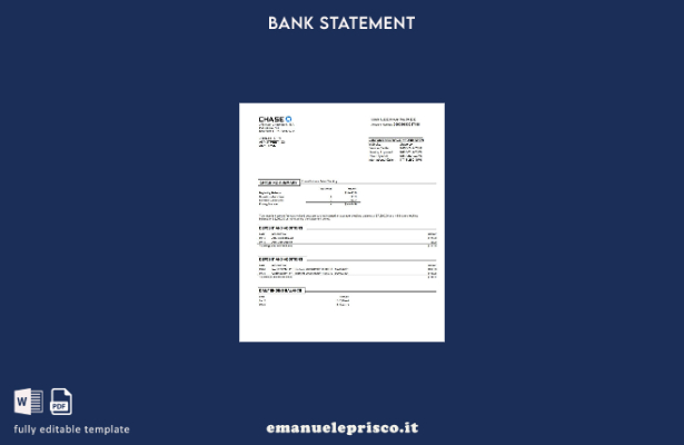 modello di versione word di estratto conto bancario USA Chase in stile verific 1
